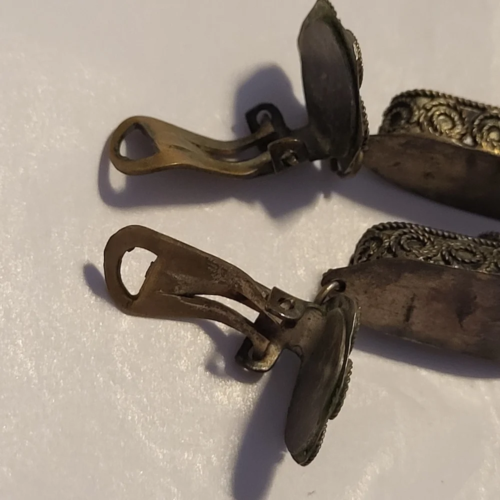 Vintage silver tone Persian Slipper clip on Earrings PRICE REDUCED!! - Picture 5 of 9